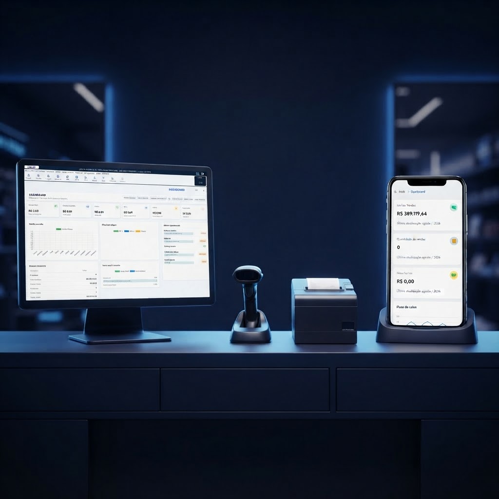 Ambiente de automação comercial com telas LIBPDV