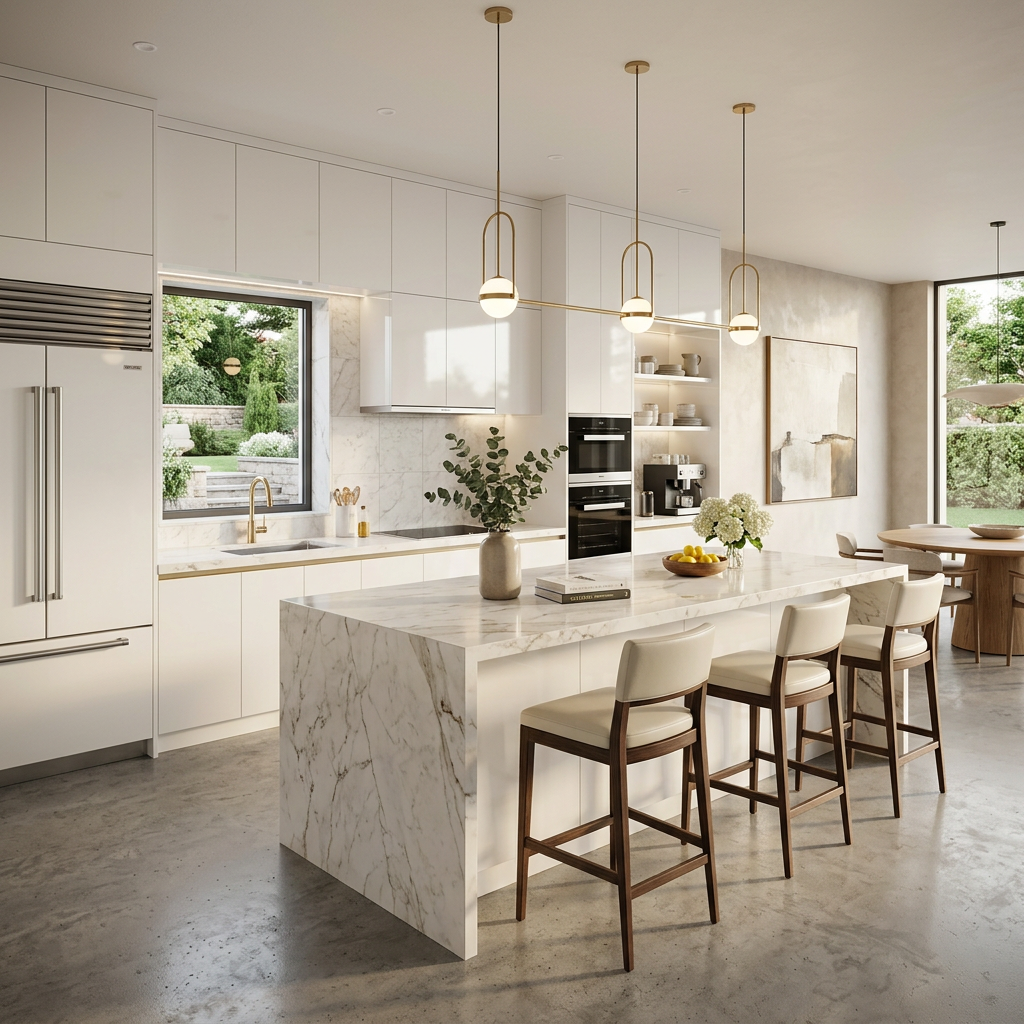 High-end 3D rendered kitchen