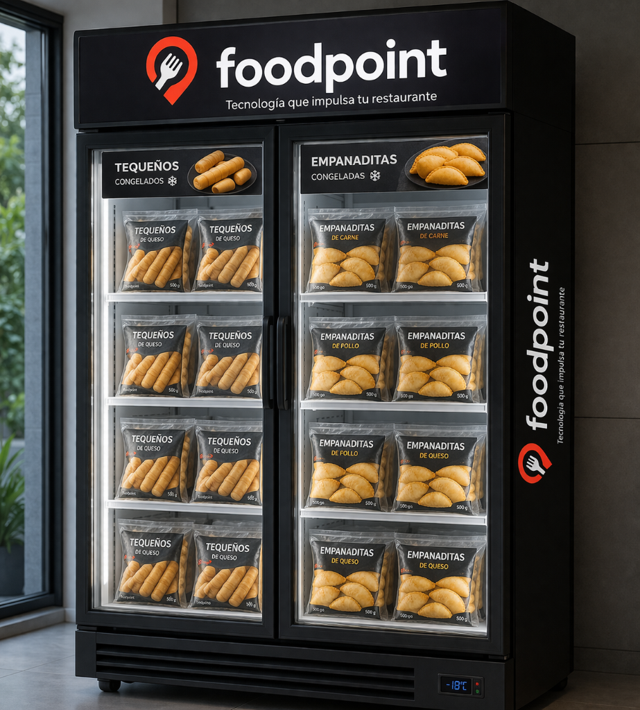 Foodpoint branded freezer with tequeños and empanaditas