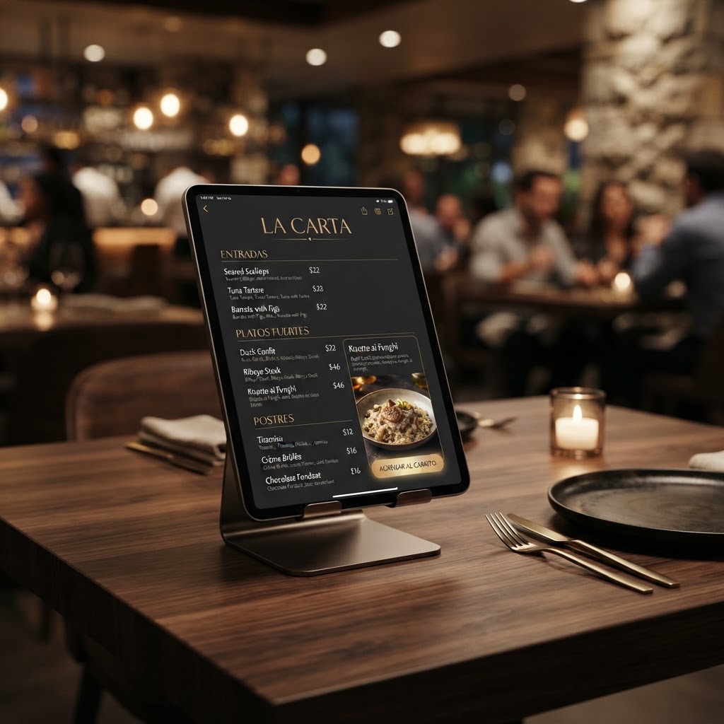 Table Kiosk de FoodPoint en una mesa de restaurante