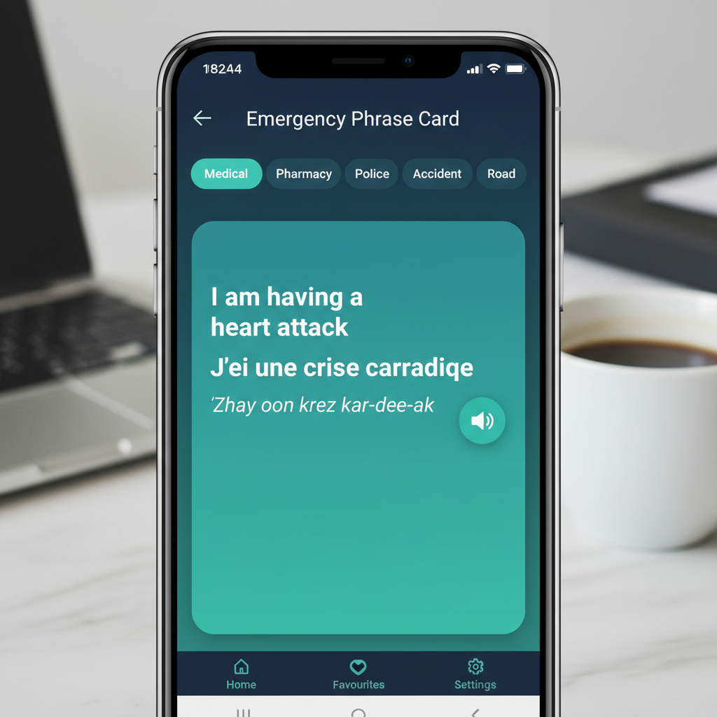 Bilingual phrase card screen