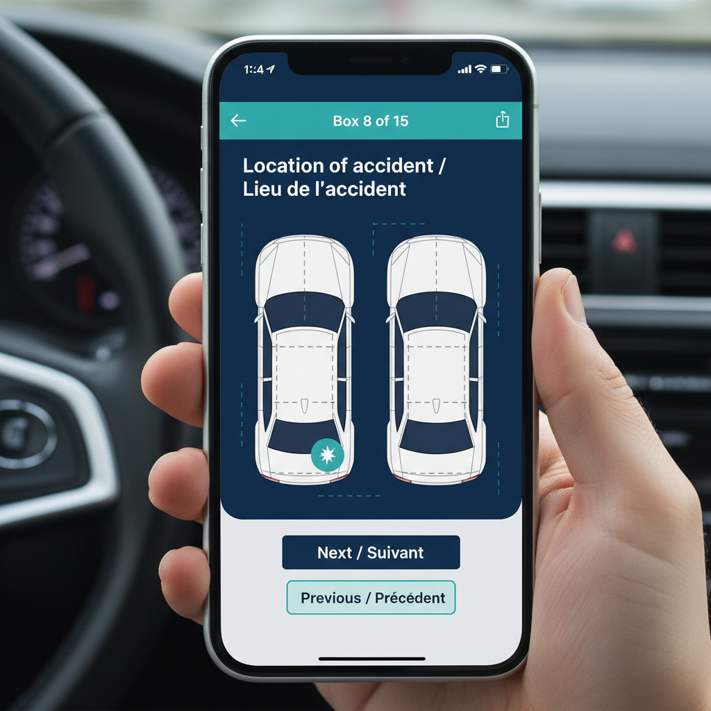 Car accident form guide screen