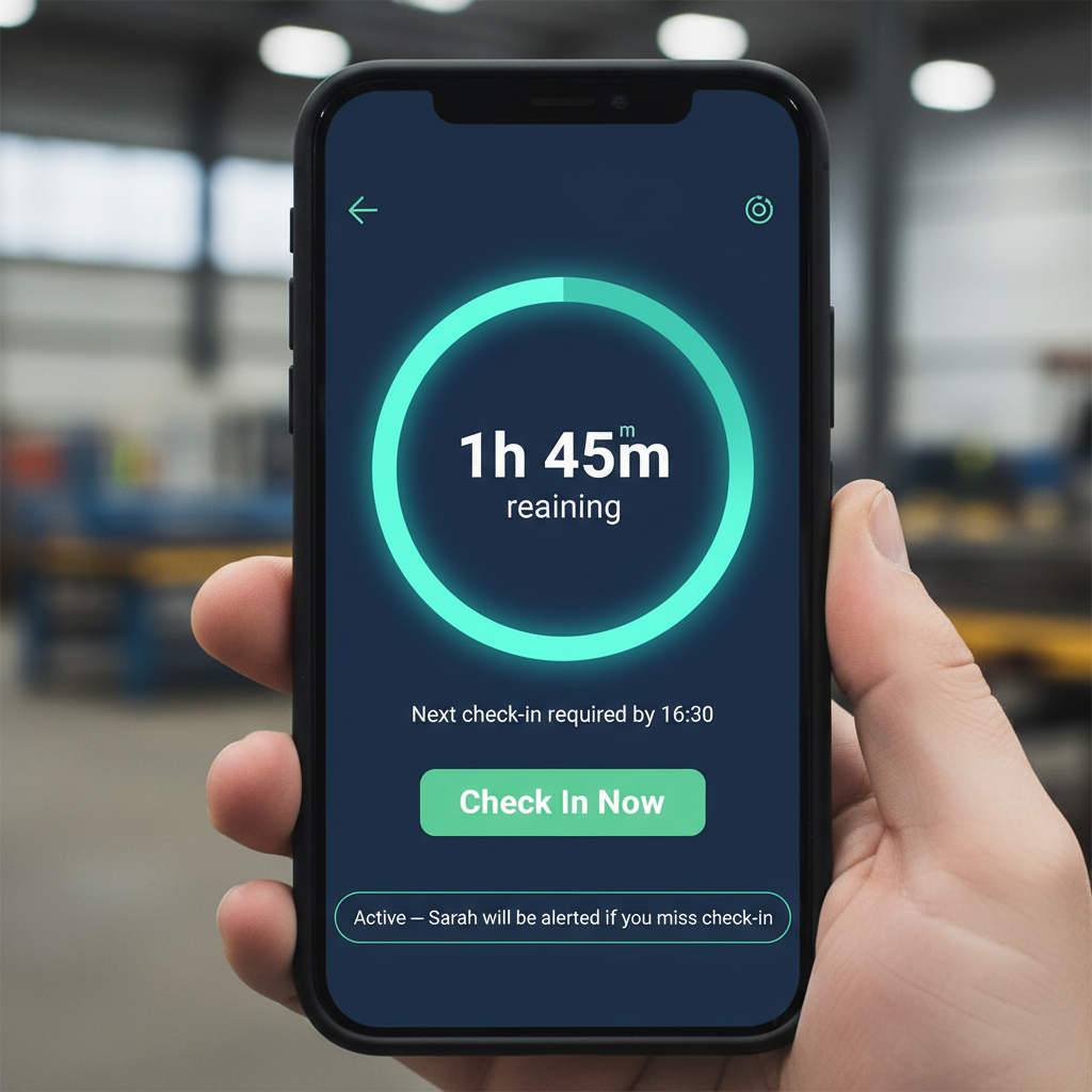 Lone worker check-in timer screen
