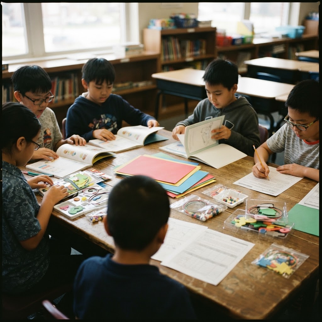 Children reading and working with Culture Agents resources
