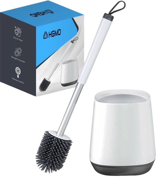 HGMD Siliconen Toiletborstel met Houder – Wit