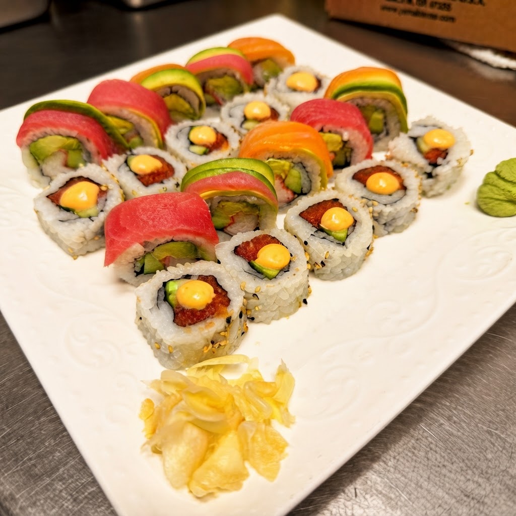 Raw Combo — 20 pieces — imitation crab salad, tuna, salmon, shrimp, avocado, cucumber, spicy mayo, sesame seed | Sarah Sushi Sushi Combos