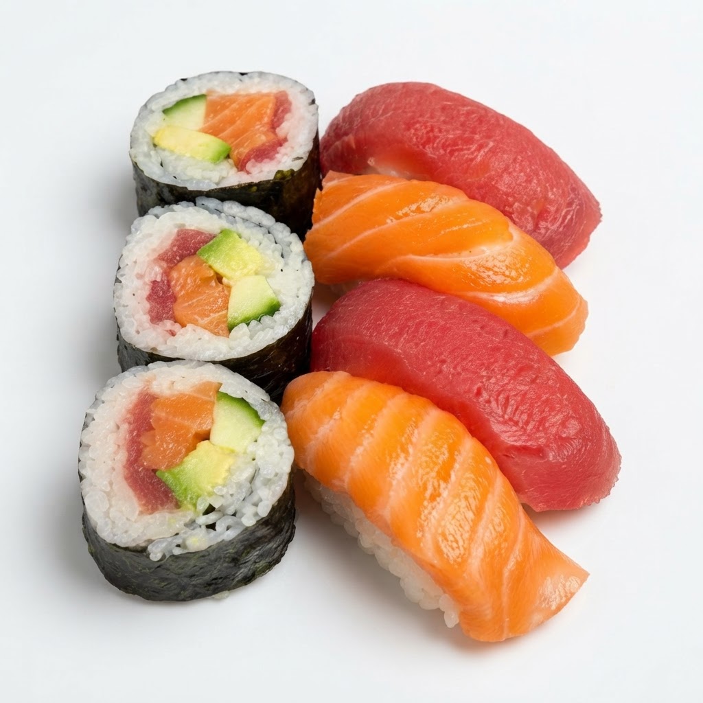 Tasty Ocean Combo — 10 pieces — tuna, salmon, cucumber, avocado, spicy mayo | Sarah Sushi Sushi Combos