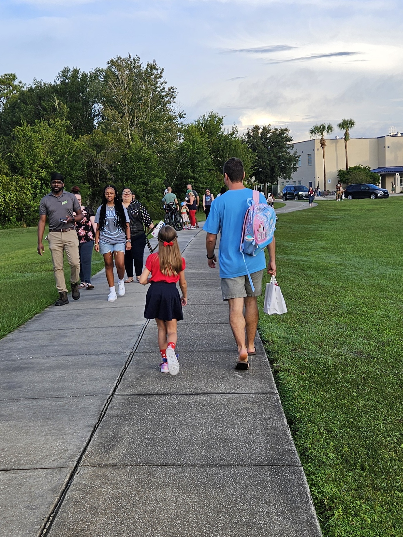 Students at school entrance