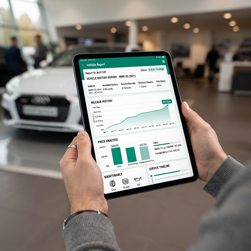 AI vehicle report analysis on a tablet