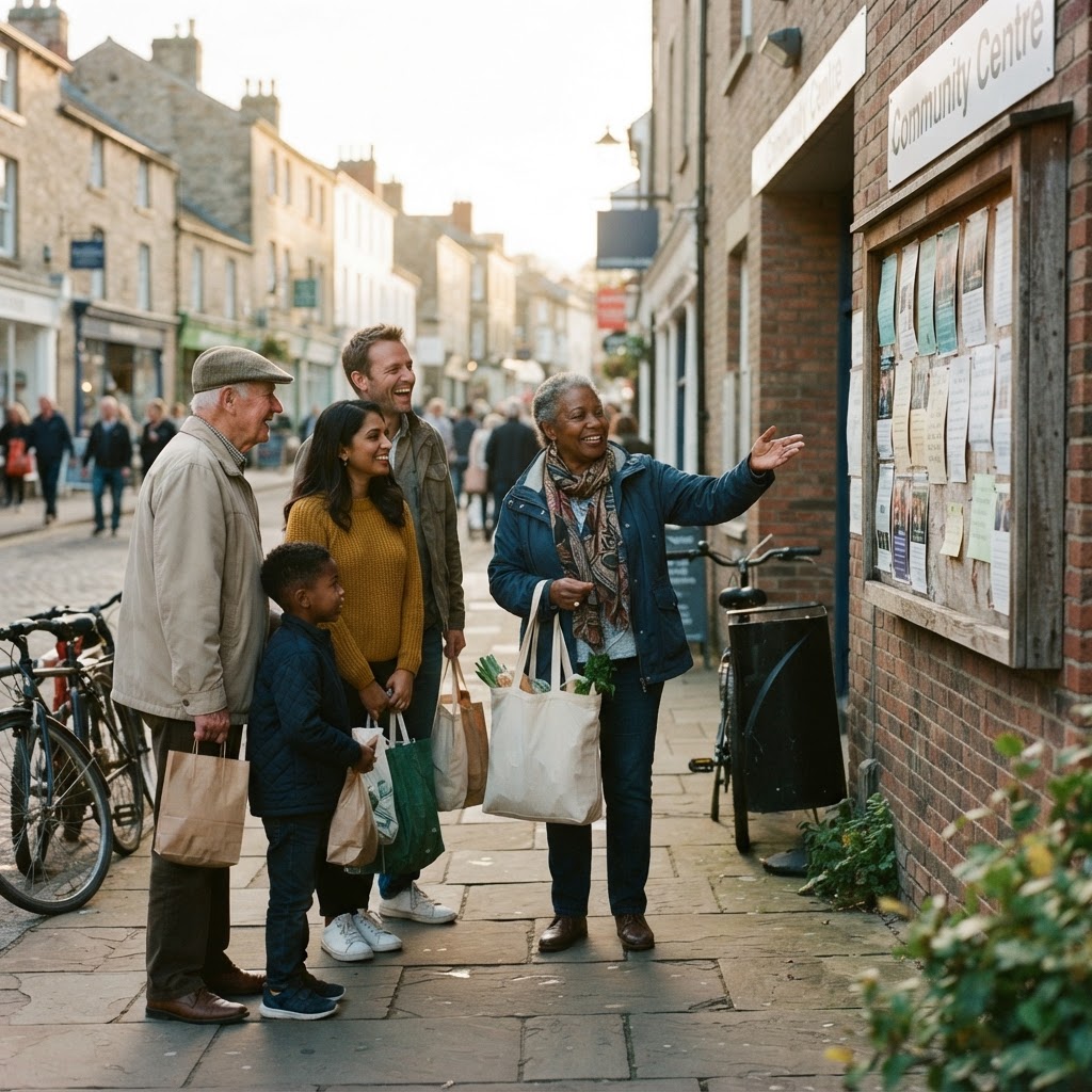 Residents talking together on a local high street