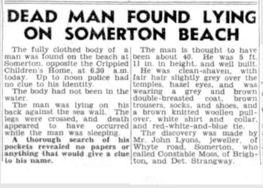 Dead Man Found Lying on Somerton Beach