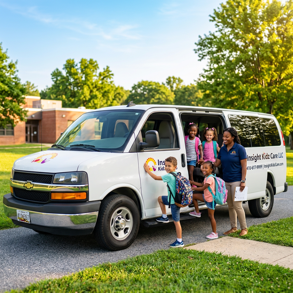 Insight Kidz Care LLC van providing safe child transportation in Baltimore MD
