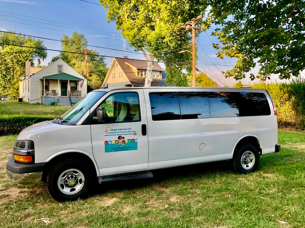 Licensed childcare transportation van Baltimore MD 21206 school pickup service