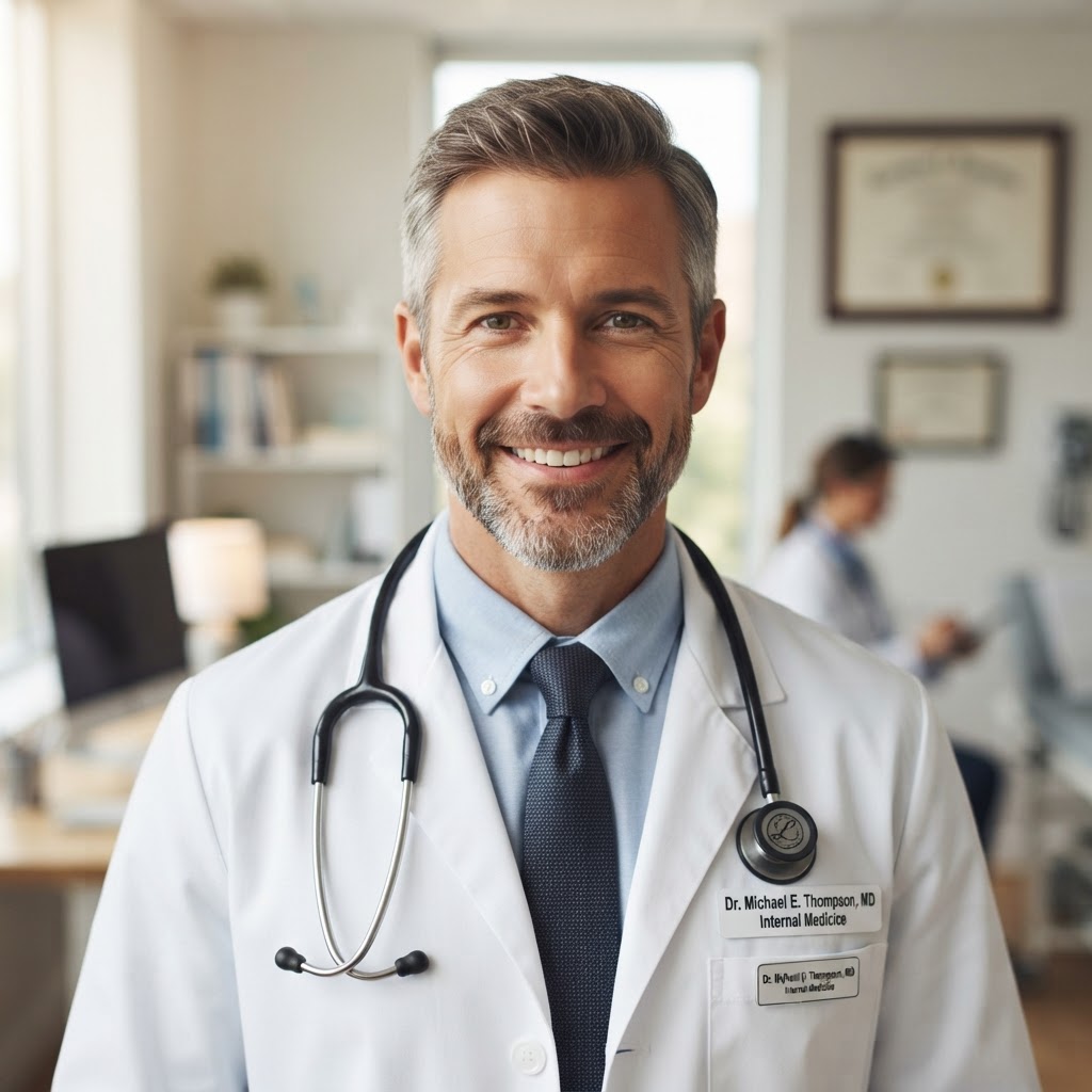 Male doctor in white coat