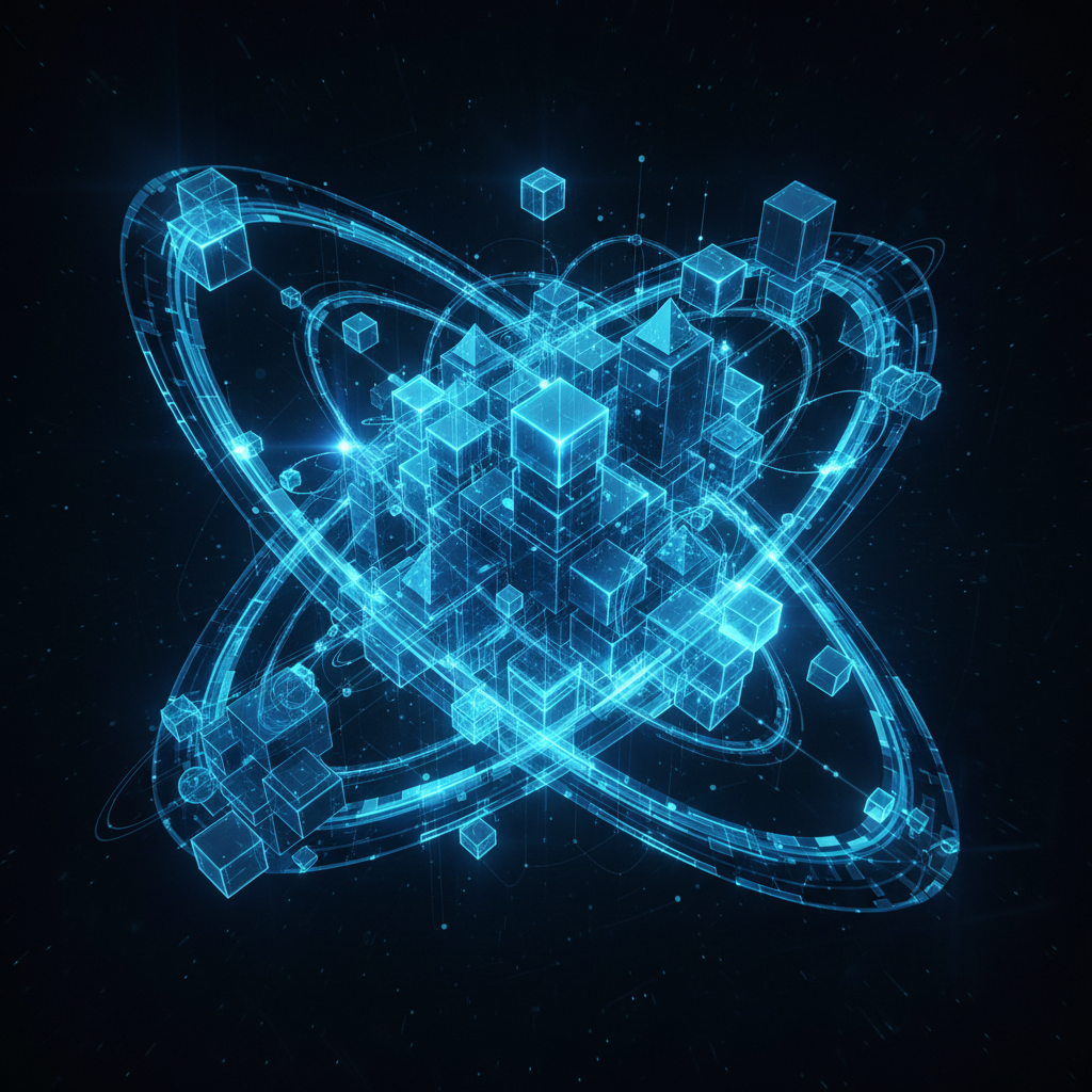 Abstract system integrations and connected technology visualization