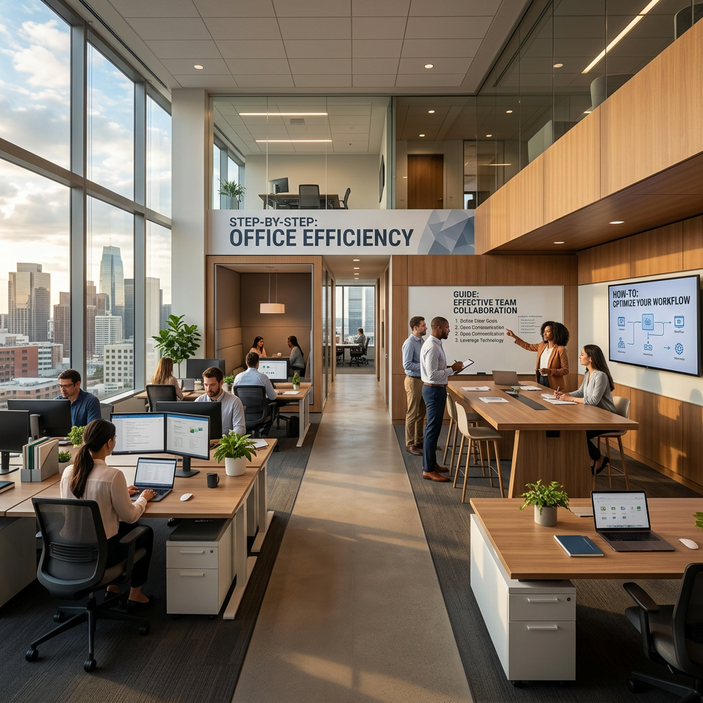 AI powered CRM dashboard in a business office setting