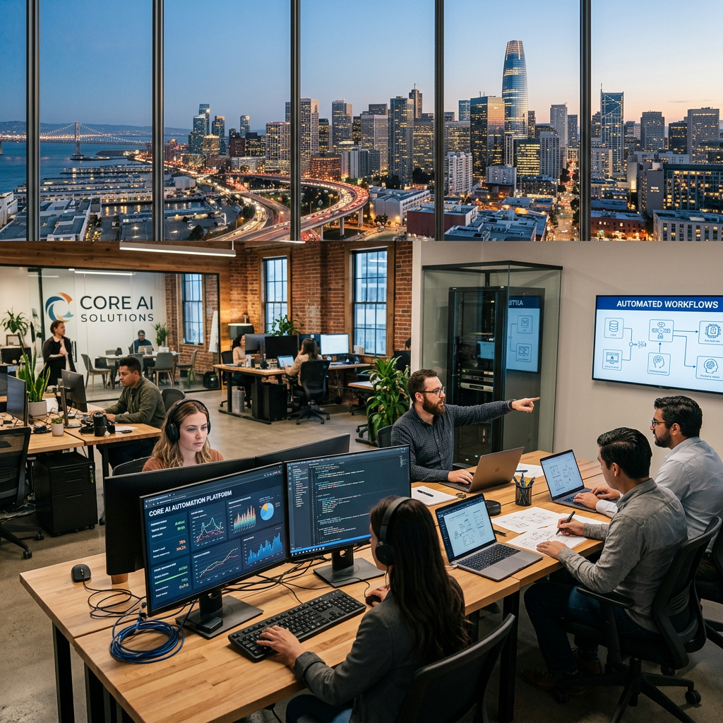 Small business team collaborating with AI tools