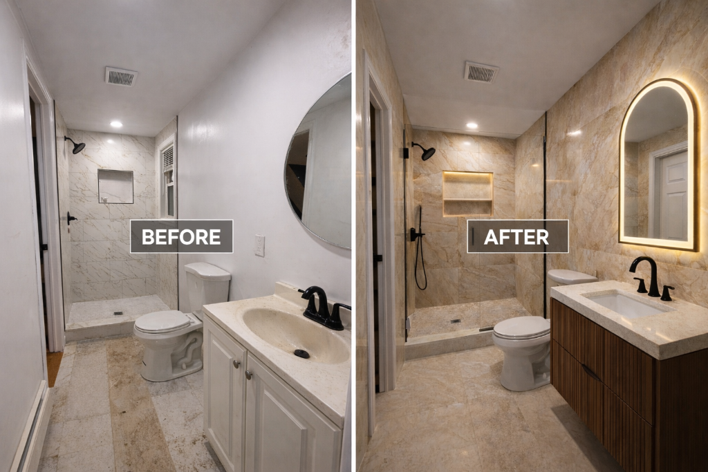 Bathroom Remodel - Hicksville, New York - TrueCraft Construction