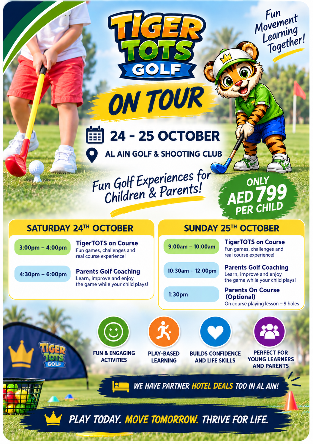 TigerTOTS On Tour — Al Ain Golf & Shooting Club, 24-25 October, AED 799 per child