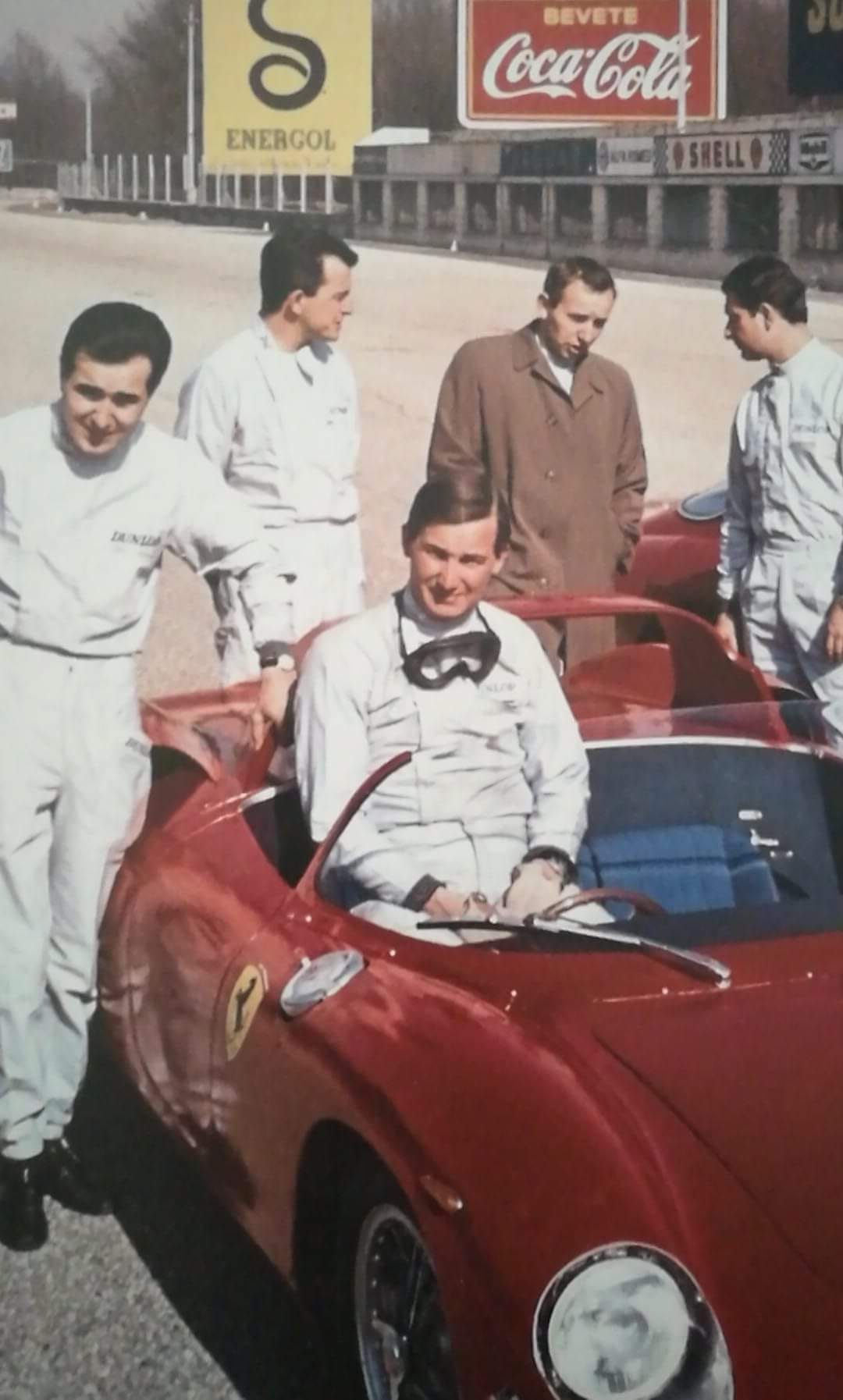 Ferrari 250 P prototype with Ferrari drivers at Monza in 1963.