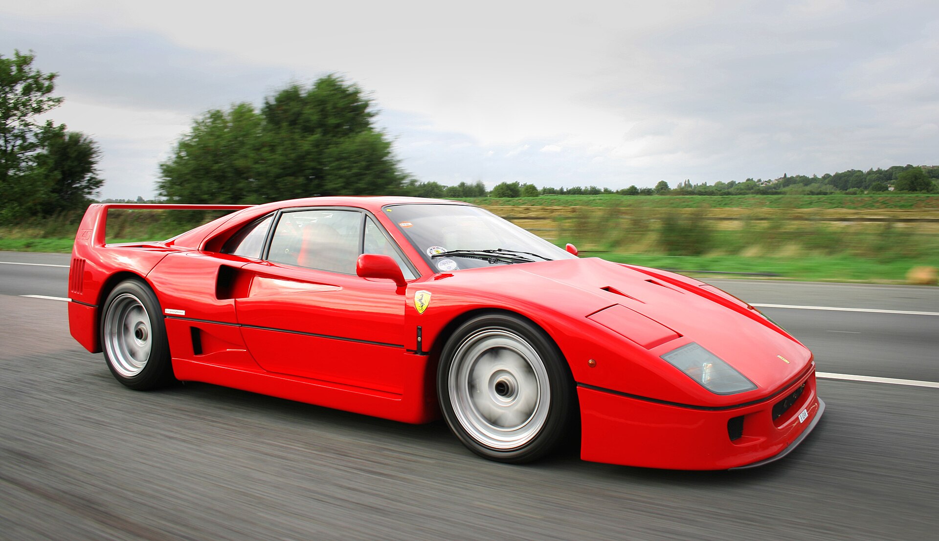 Ferrari F40 photographed on the road.