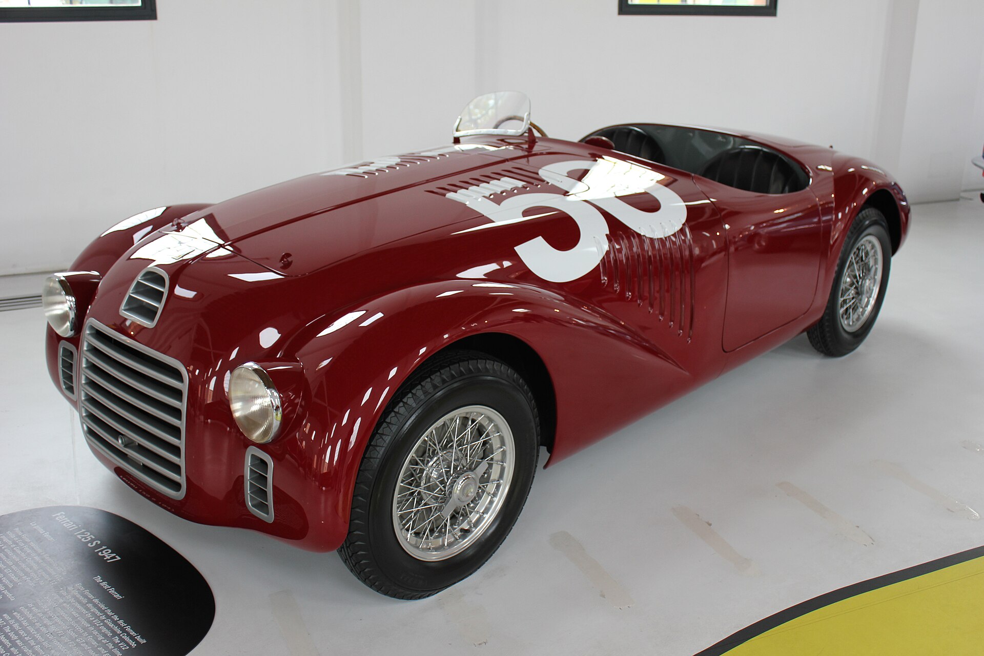Ferrari 125 S. "Maserati 100 - A Century of Pure Italian Luxury Sports Cars" exhibition at the Museo Enzo Ferrari, Modena, Italy.