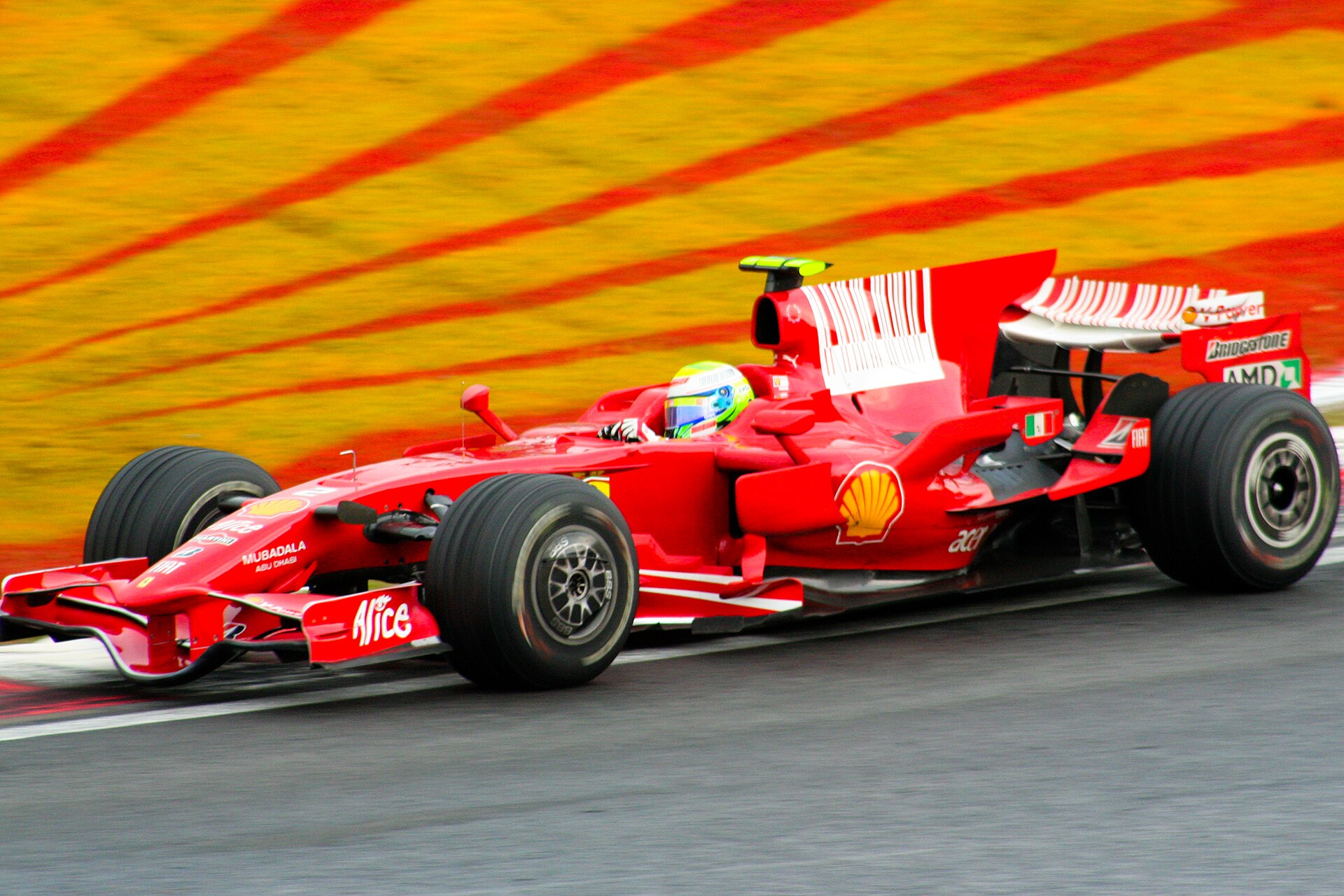 Felipe Massa at the 2008 Brazilian Grand Prix for Ferrari.
