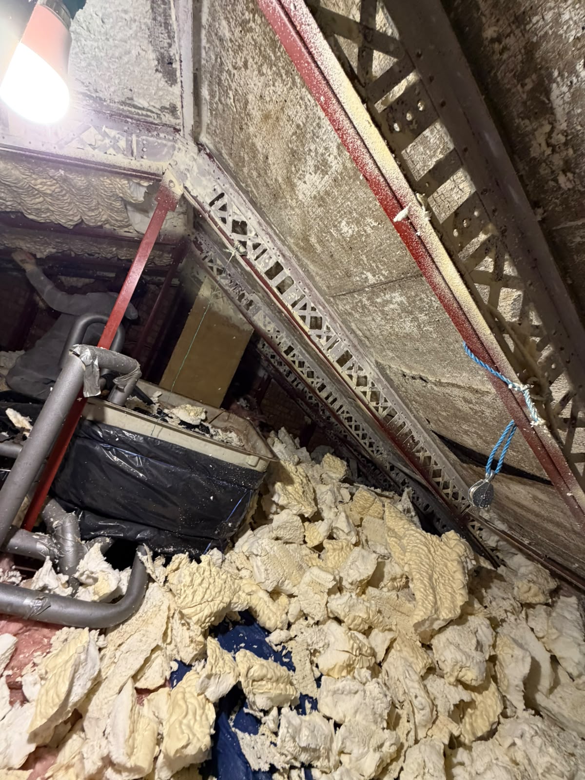 After — foam stripped from the roof deck, eaves ventilation reinstated