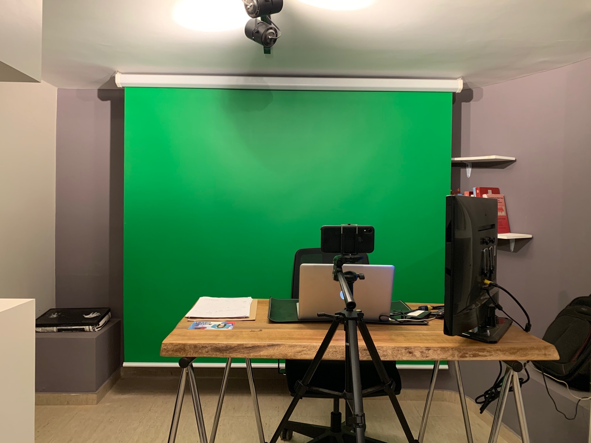 Tela Chroma Key em estúdio