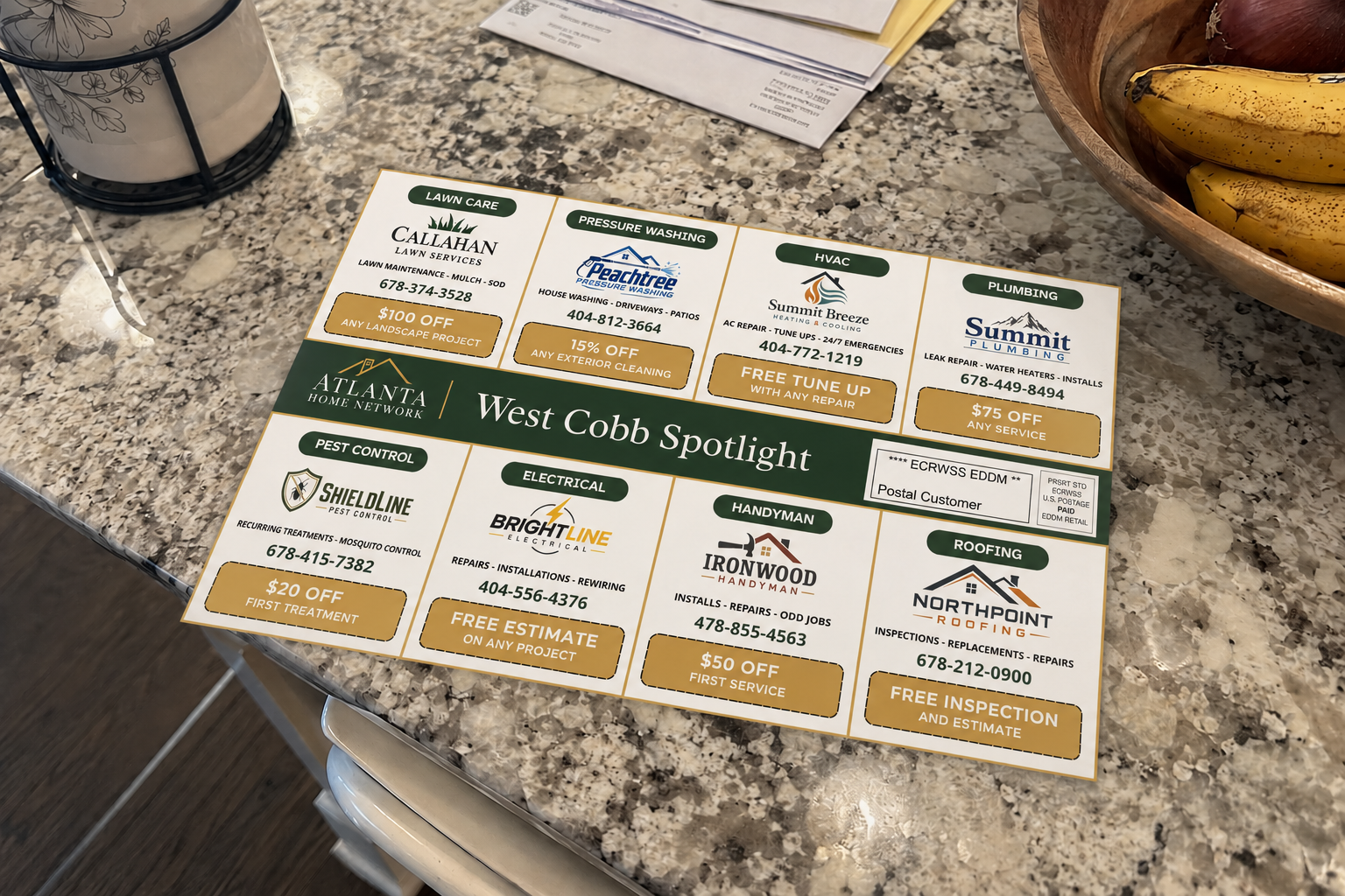 AHN Neighborhood Spotlight mailer sitting on a kitchen counter