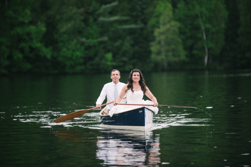 Couple canoeing on the lake