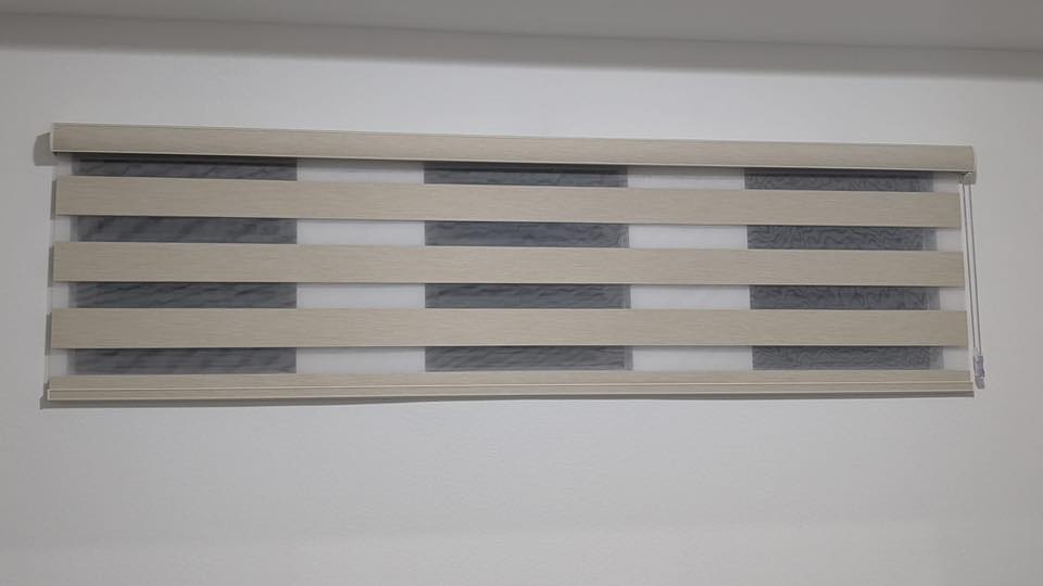 Living Room – Beige Zebra Blinds
