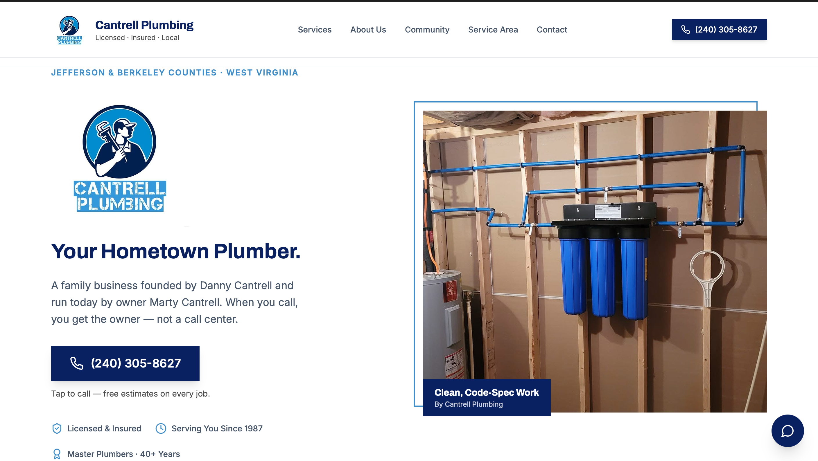 Cantrell Plumbing website built by VEX.inc