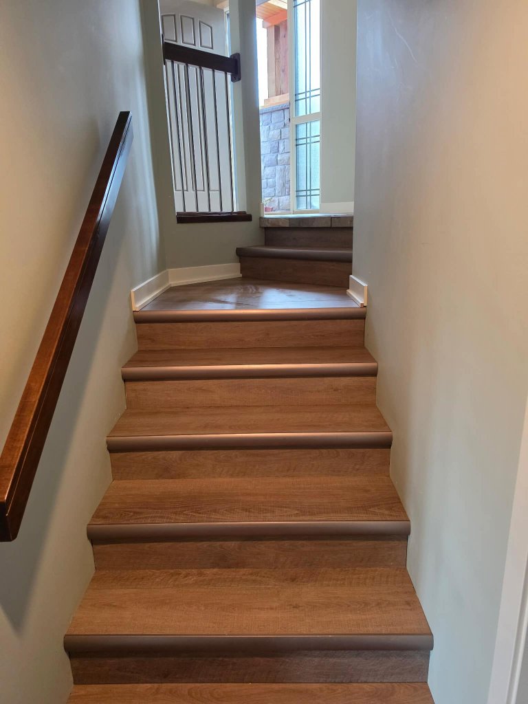 Clean hardwood staircase after professional home cleaning Lethbridge AB