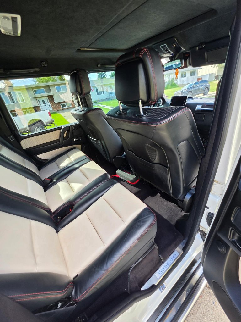 Mercedes G-Wagon rear interior leather seats after professional detailing Lethbridge AB