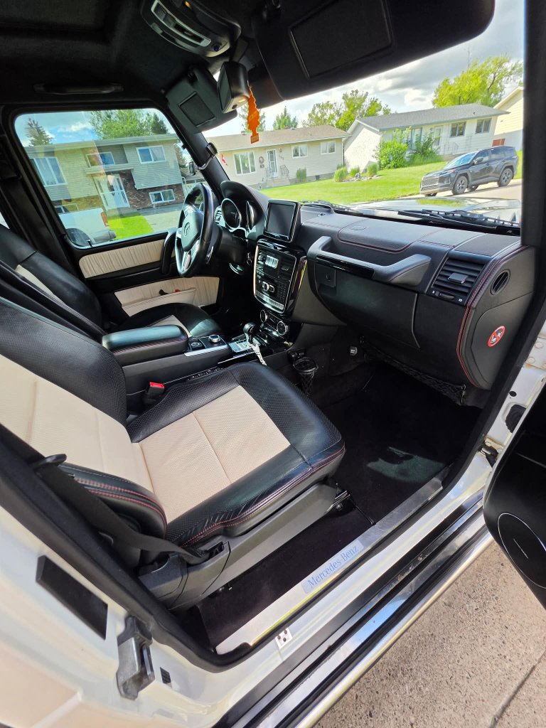 Mercedes G-Wagon front interior dashboard after professional detailing Lethbridge AB