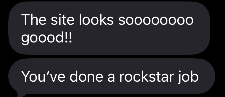 Text from an agent: The site looks so good. You've done a rockstar job
