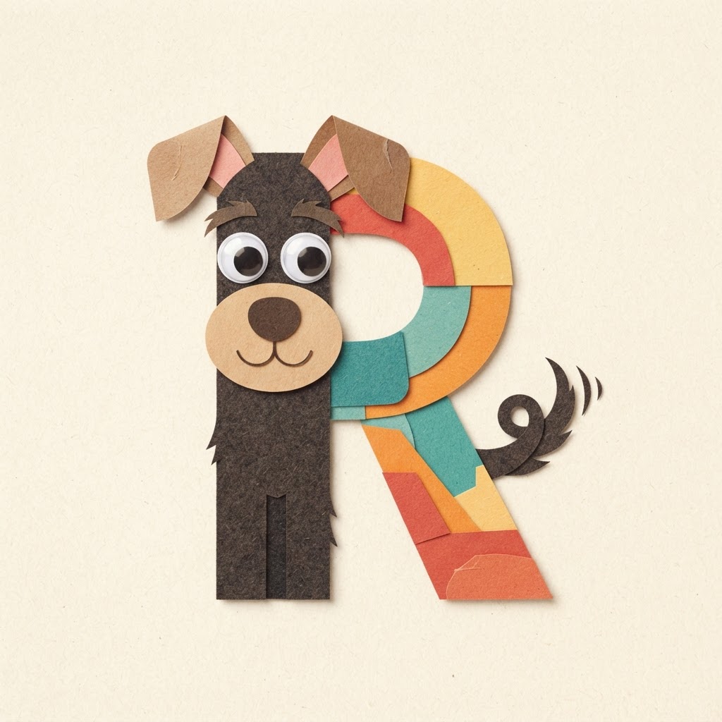A finished Big Letter Riley, ready for its walk 🐾