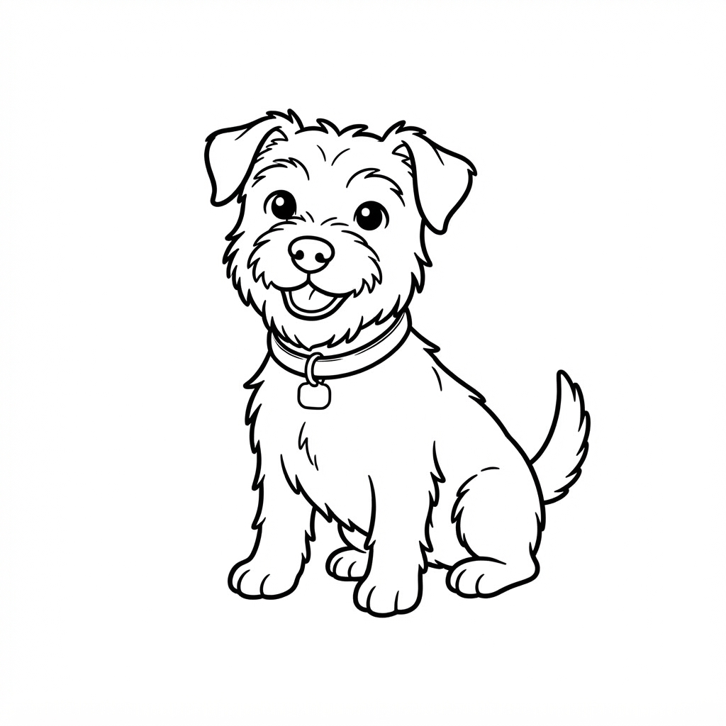 Riley the Patterdale terrier — ready to colour 🐾
