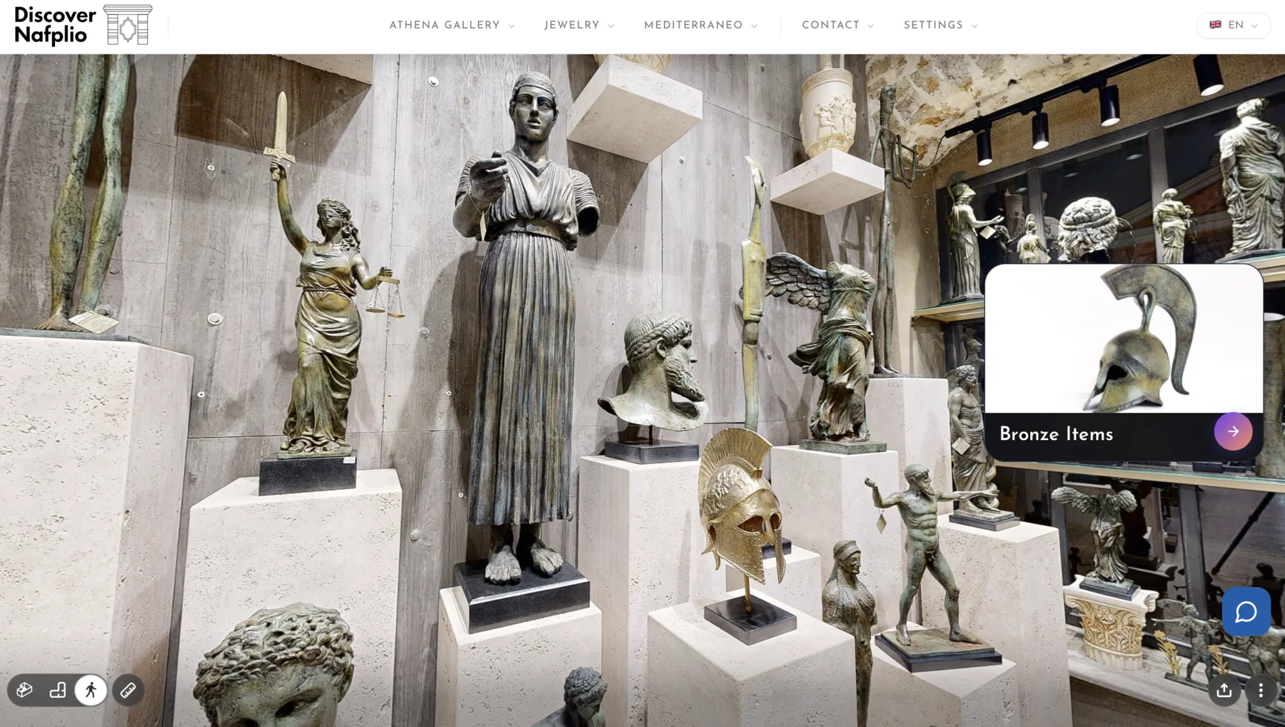 Interactive Bronze Items category card in the Nafplio 3D tour
