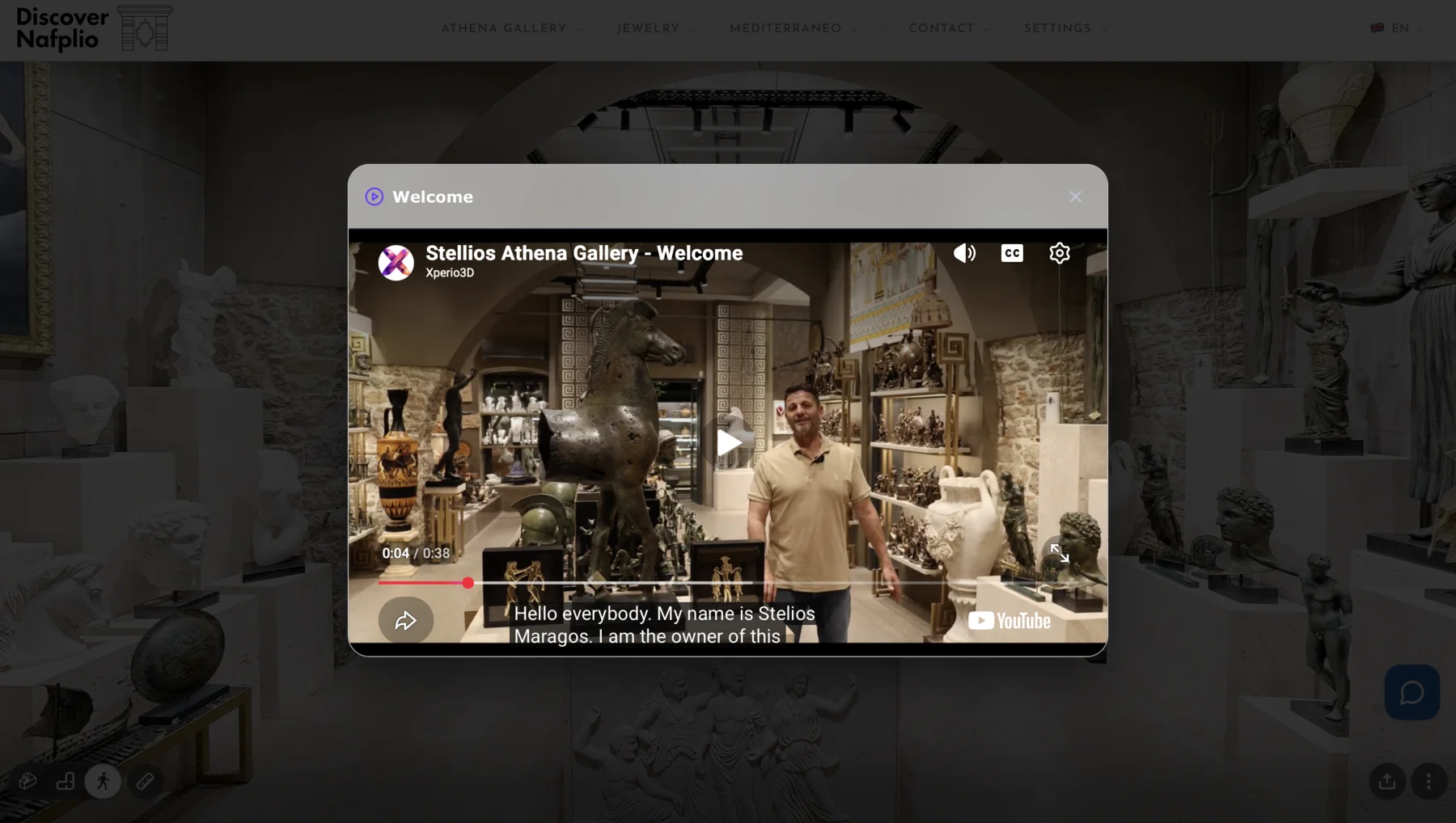 Welcome video by gallery owner Stellios Maragos in the Nafplio 3D tour