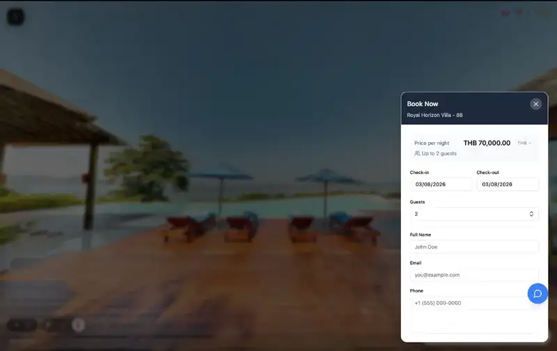 Booking Integration, Where Supported - interactive feature demonstration
