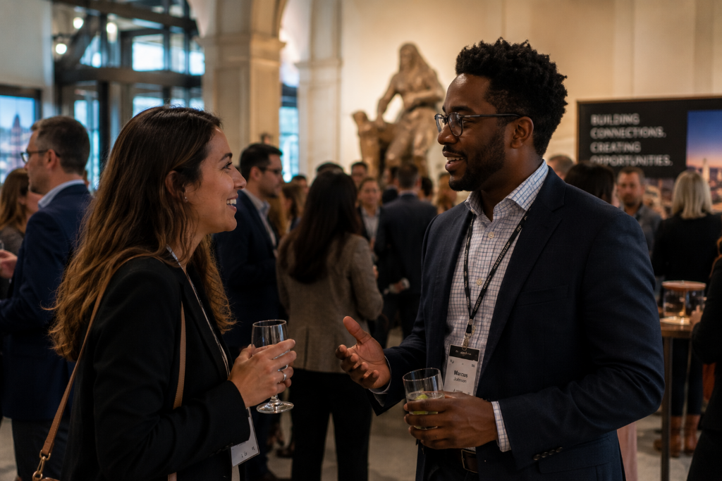 Lifestyle & Social — two people networking at an event