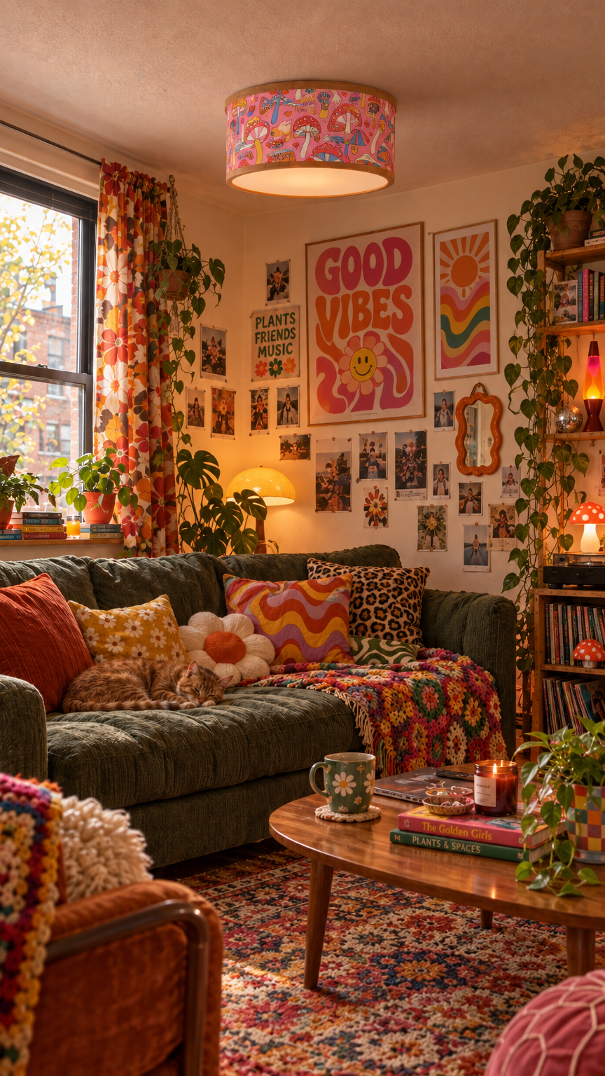 Psychedelic Mushrooms shade in a living room