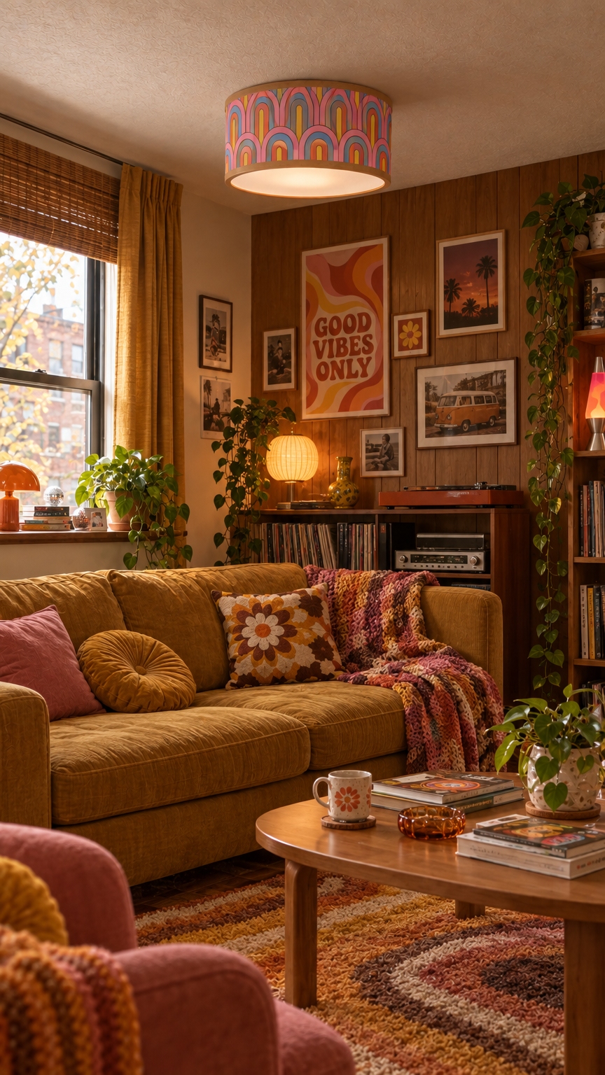 Rainbow Arches shade in a living room