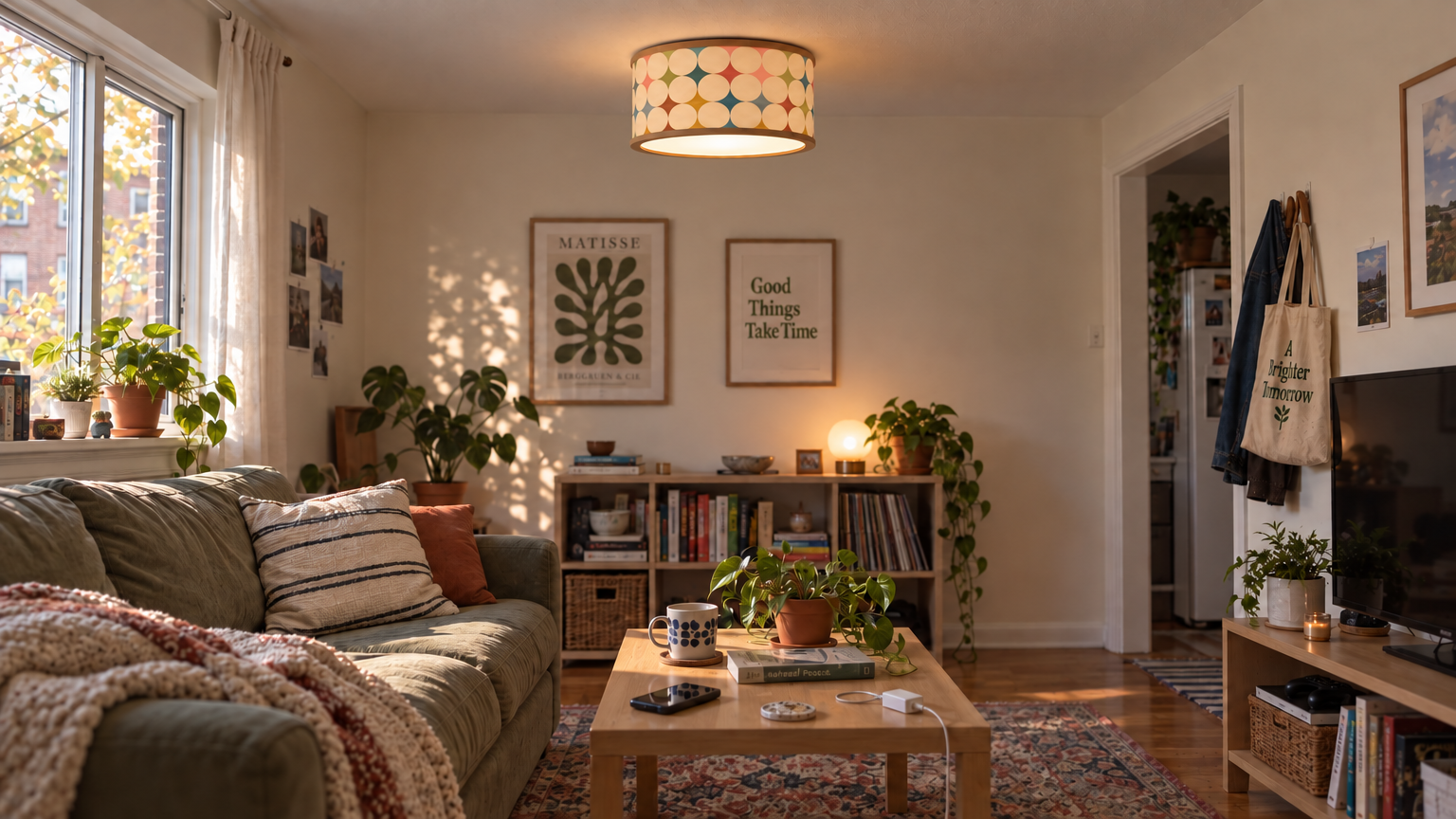 Retro Circles shade in a living room