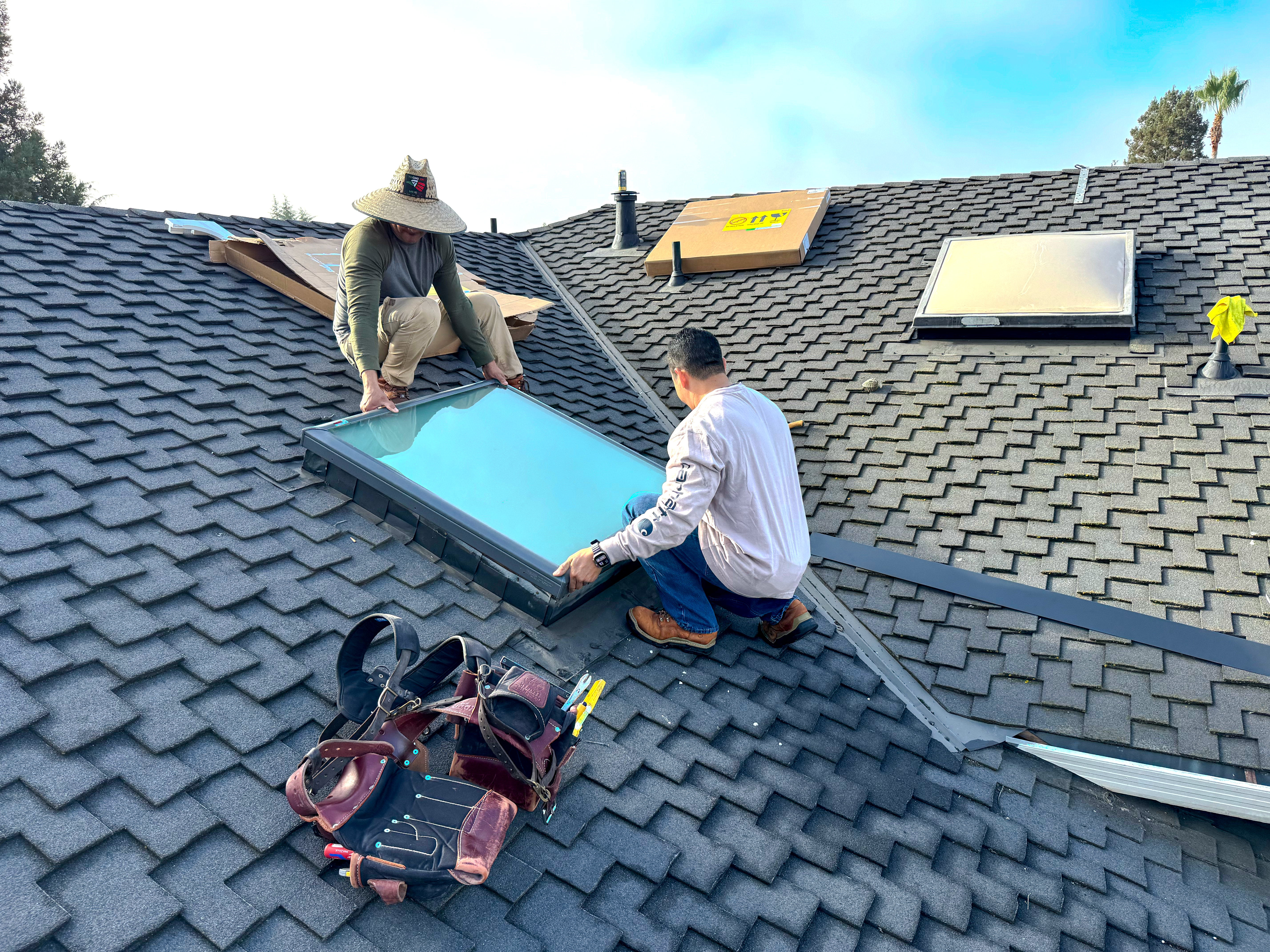 Skylight installation in progress
