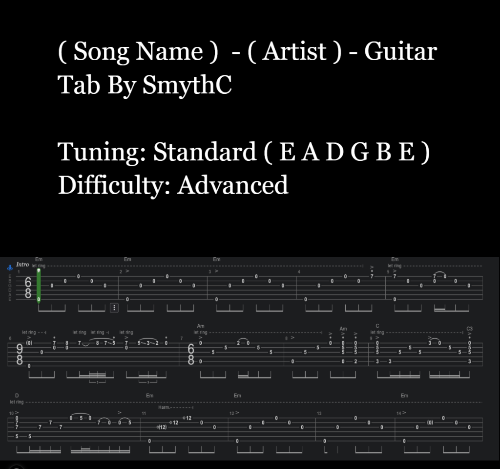 Example Guitar Tab Preview