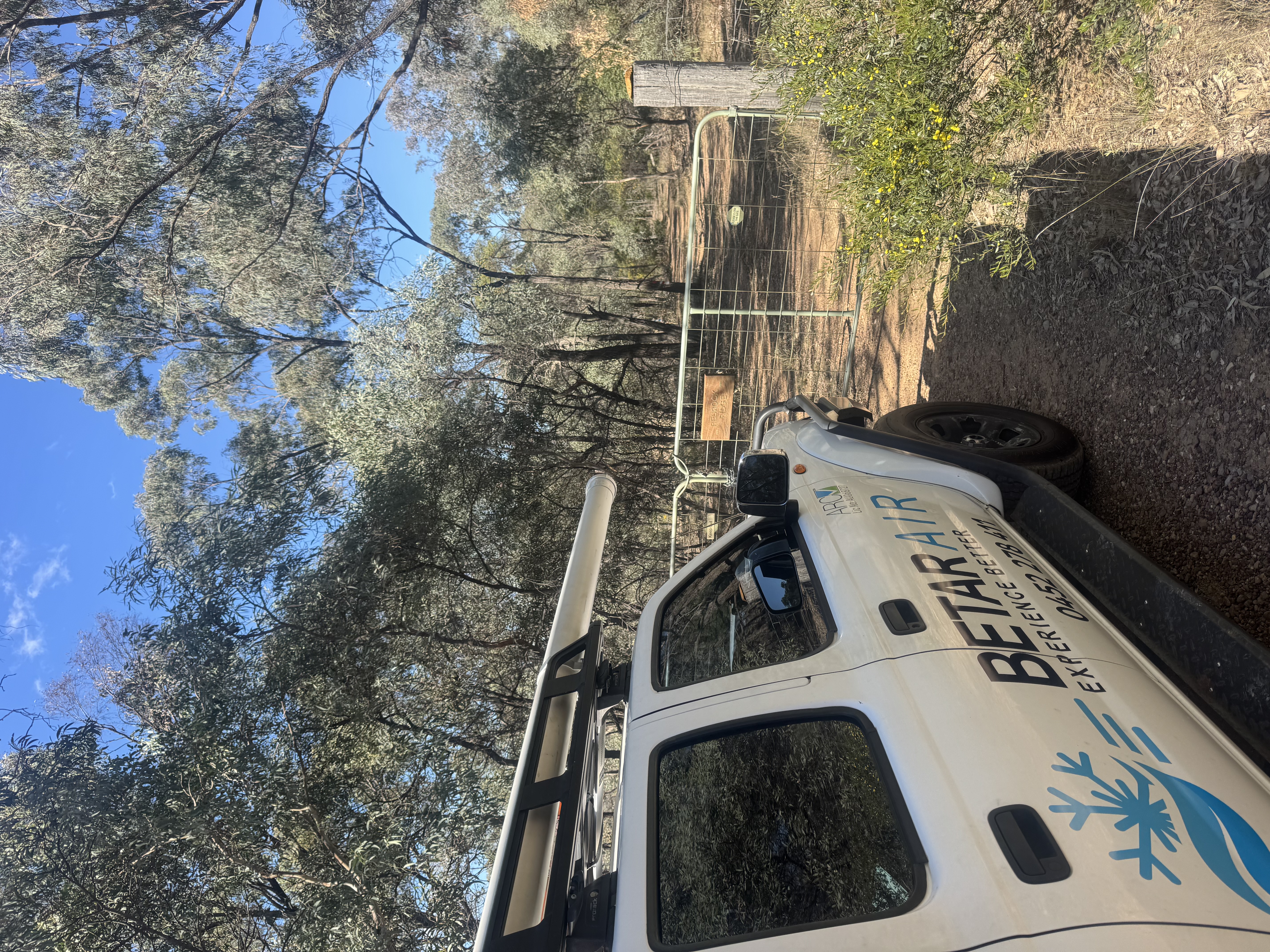 Betar Air branded ute on the road in its service region
