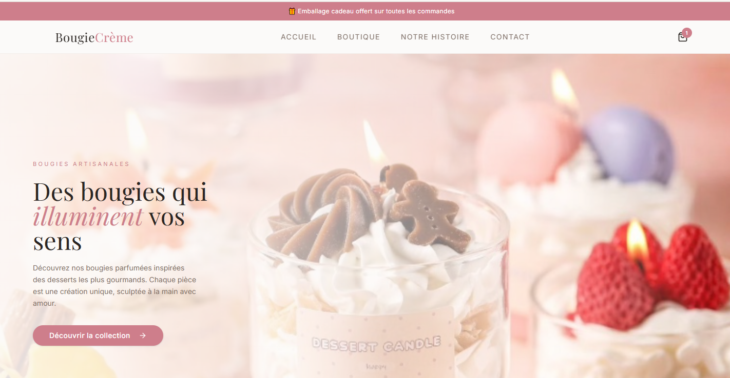 Cream Candle — E-commerce — Bougies